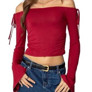 Edikted Keagan Off the Shoulder Bell Sleeve Top